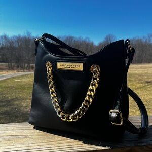 Marc New York Black Bag with Gold Chain Accent